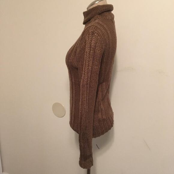 Empire Vintage 70's Taupe 100% Acrylic Knit Roll Neck Sweater Top S - Picture 2 of 6